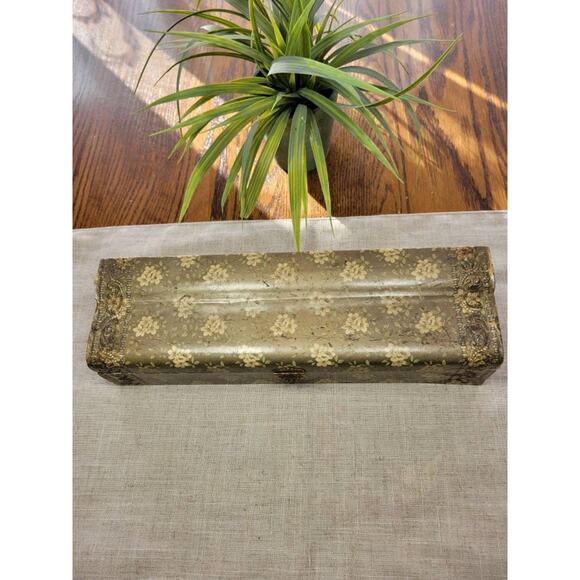 Antique Necktie Box, Victorian Floral, Lined Hinged, Vintage Dresser Catchall - Picture 2 of 10